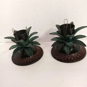 2 Pair Vintage/Antique Brass/Copper PALM TREE Candle Holder